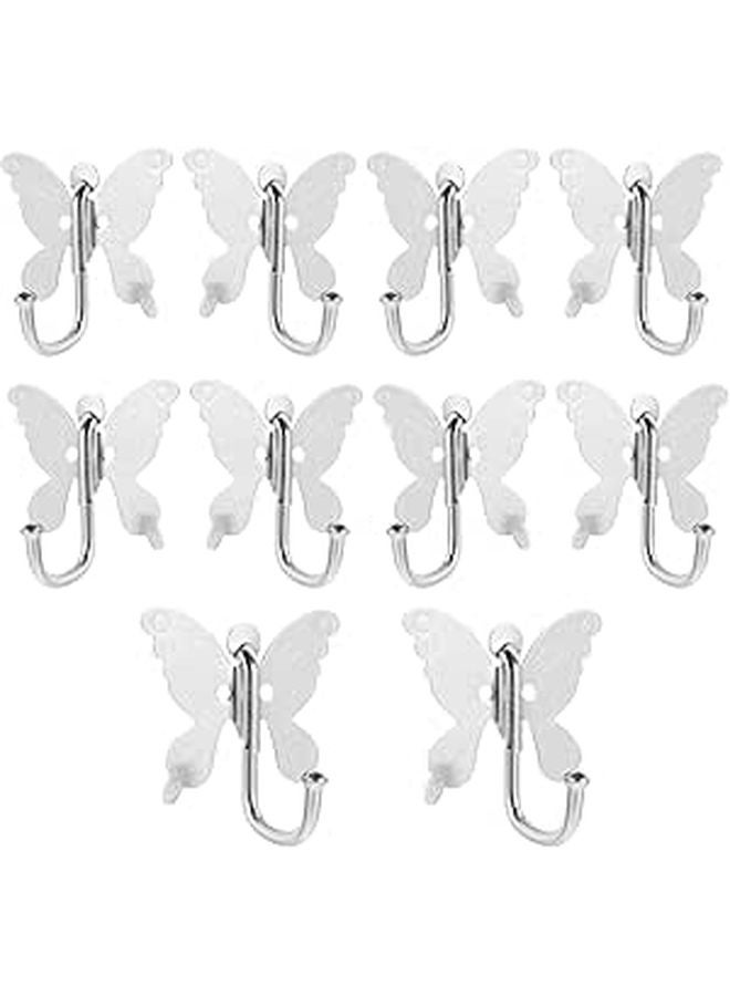 Stainless Steel Butterfly Wall Hooks 10pcs Decorative Coat Hangers Wall Mounted Storage Rack - Image 1