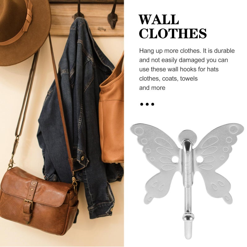Stainless Steel Butterfly Wall Hooks 10pcs Decorative Coat Hangers Wall Mounted Storage Rack - Image 4