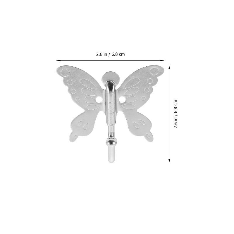 Stainless Steel Butterfly Wall Hooks 10pcs Decorative Coat Hangers Wall Mounted Storage Rack - Image 3
