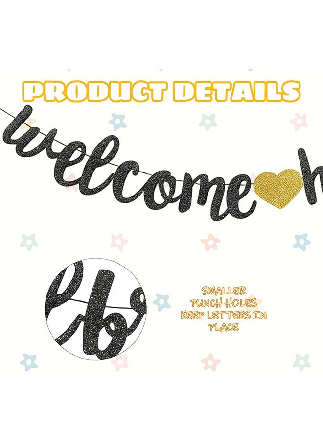 GIFT Welcome Home Decorations, Welcome Home Banner and Balloons Set, Black and Gold Party Decor for Military Homecomings, Housewarming Parties, Family Reunions - Image 2