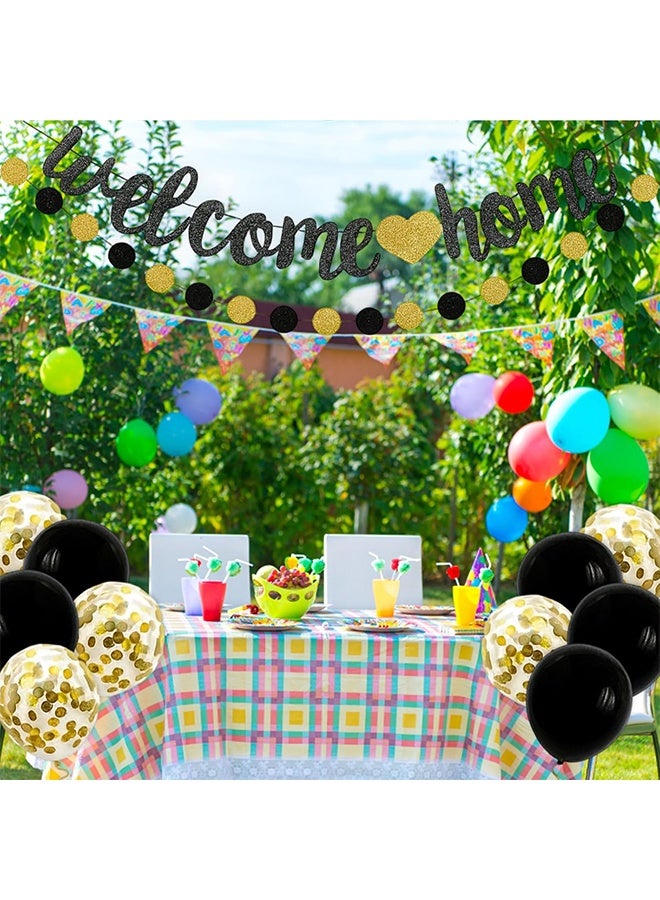 GIFT Welcome Home Decorations, Welcome Home Banner and Balloons Set, Black and Gold Party Decor for Military Homecomings, Housewarming Parties, Family Reunions - Image 5