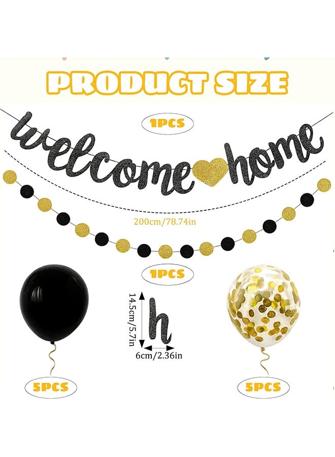 GIFT Welcome Home Decorations, Welcome Home Banner and Balloons Set, Black and Gold Party Decor for Military Homecomings, Housewarming Parties, Family Reunions - Image 4