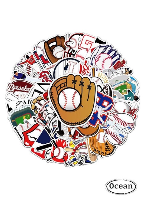 50 Pcs Baseball Sports Sticker, PVC Material, Waterproof Adhesive, Can Be DIY By Hand, Peel Off And Stick Without Leaving Any Marks, Reusable, Suitable For Sticking On Any Item