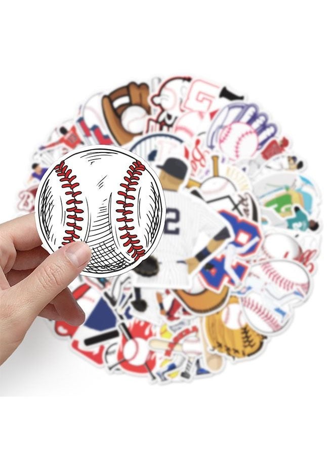 50 Pcs Baseball Sports Sticker, PVC Material, Waterproof Adhesive, Can Be DIY By Hand, Peel Off And Stick Without Leaving Any Marks, Reusable, Suitable For Sticking On Any Item