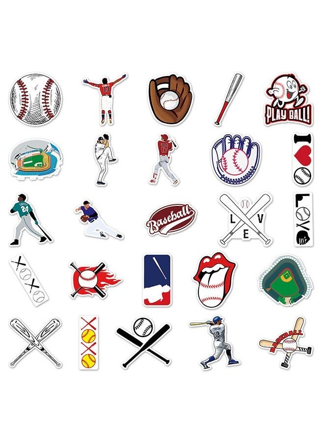 50 Pcs Baseball Sports Sticker, PVC Material, Waterproof Adhesive, Can Be DIY By Hand, Peel Off And Stick Without Leaving Any Marks, Reusable, Suitable For Sticking On Any Item