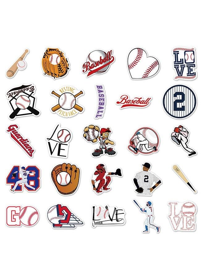 50 Pcs Baseball Sports Sticker, PVC Material, Waterproof Adhesive, Can Be DIY By Hand, Peel Off And Stick Without Leaving Any Marks, Reusable, Suitable For Sticking On Any Item