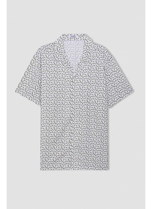 Man Regular Fit Resort Collar Printed Short Sleeve Shirt