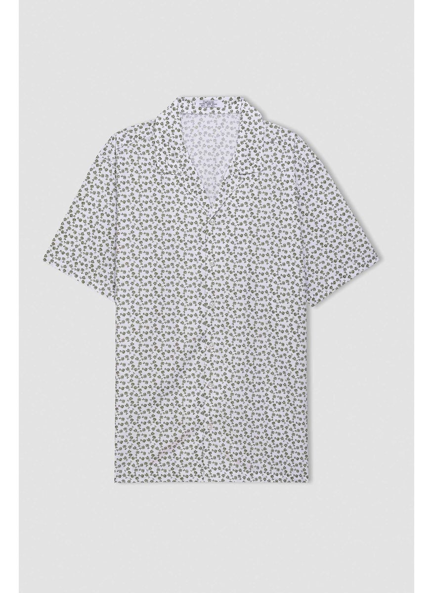 Man Regular Fit Resort Collar Printed Short Sleeve Shirt