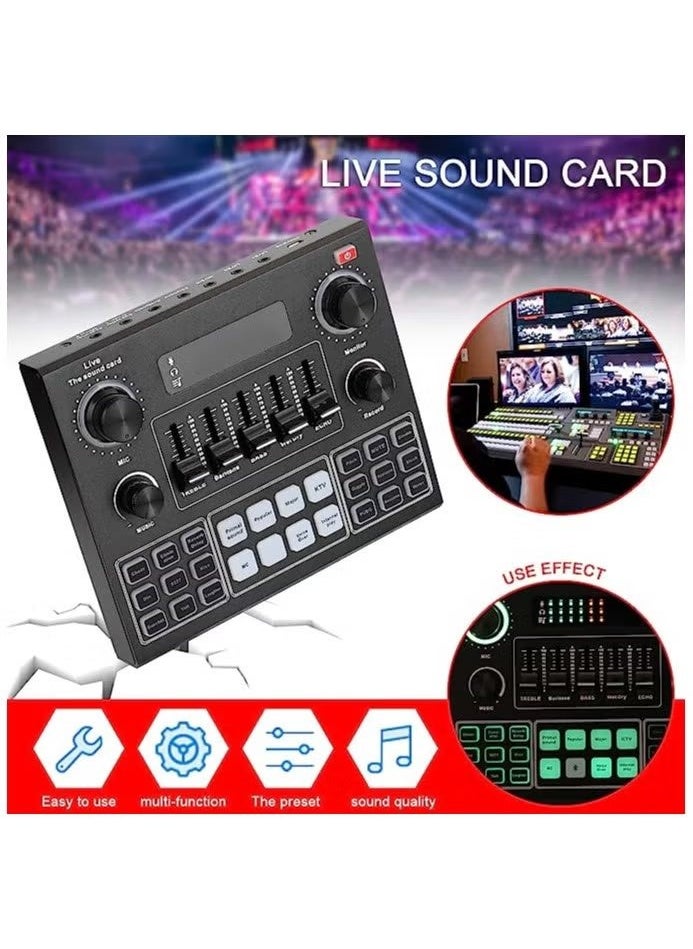 Generic V9 Live Sound Card Bluetooth Accompaniment Audio Mixer with Sound Effects For Broadcasting Recording Network Singing on Phones Laptop  - Image 2