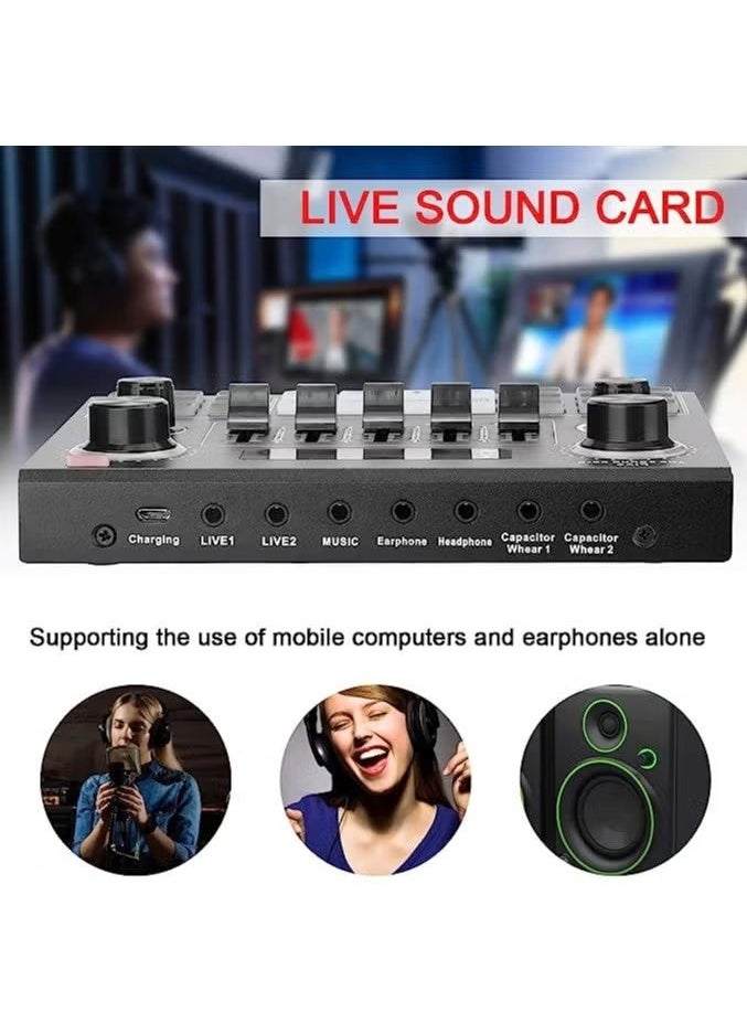 Generic V9 Live Sound Card Bluetooth Accompaniment Audio Mixer with Sound Effects For Broadcasting Recording Network Singing on Phones Laptop  - Image 3