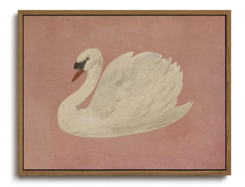 KISSFOX Framed Wall Art Vintage Wall Decor Pink Swan Pictures Retro Animal Canvas Art Rustic Aesthetic Paintings Farmhouse Artwork For Bedroom Living Room Kitchen - Image 2