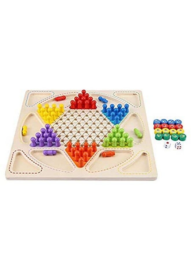 TRU TOYS TRU TOYS Wooden Frame Chinese Checkers + Ludo 2 In 1 Board Game With 1 Set Of Plastic Checkers Coin & 1 Set Of Ludo For Adults&Kids Superb Family Office Game, Picnic Toys 3+ Years  - Image 1