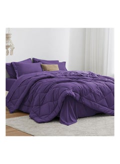 SIGNOOLA Signoola Diamond Microfiber Heavy Comforter, 3.5 kg ,Set of 6 Piece (1 Comforter Blanket , 2 Pillow Cases , 1 Fitted sheet and 2 Pillows ), (180 cm x 240 cm),Double Bed Blanket for Winter Purple Color  - Image 5