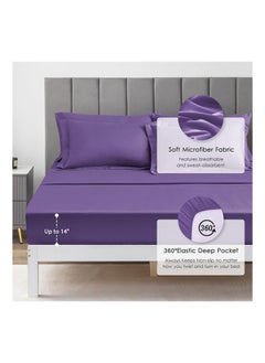 SIGNOOLA Signoola Diamond Microfiber Heavy Comforter, 3.5 kg ,Set of 6 Piece (1 Comforter Blanket , 2 Pillow Cases , 1 Fitted sheet and 2 Pillows ), (180 cm x 240 cm),Double Bed Blanket for Winter Purple Color  - Image 4