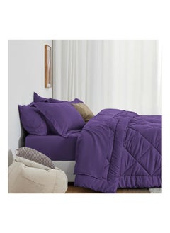 SIGNOOLA Signoola Diamond Microfiber Heavy Comforter, 3.5 kg ,Set of 6 Piece (1 Comforter Blanket , 2 Pillow Cases , 1 Fitted sheet and 2 Pillows ), (180 cm x 240 cm),Double Bed Blanket for Winter Purple Color  - Image 2