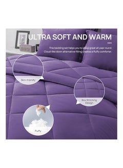 SIGNOOLA Signoola Diamond Microfiber Heavy Comforter, 3.5 kg ,Set of 6 Piece (1 Comforter Blanket , 2 Pillow Cases , 1 Fitted sheet and 2 Pillows ), (180 cm x 240 cm),Double Bed Blanket for Winter Purple Color  - Image 3