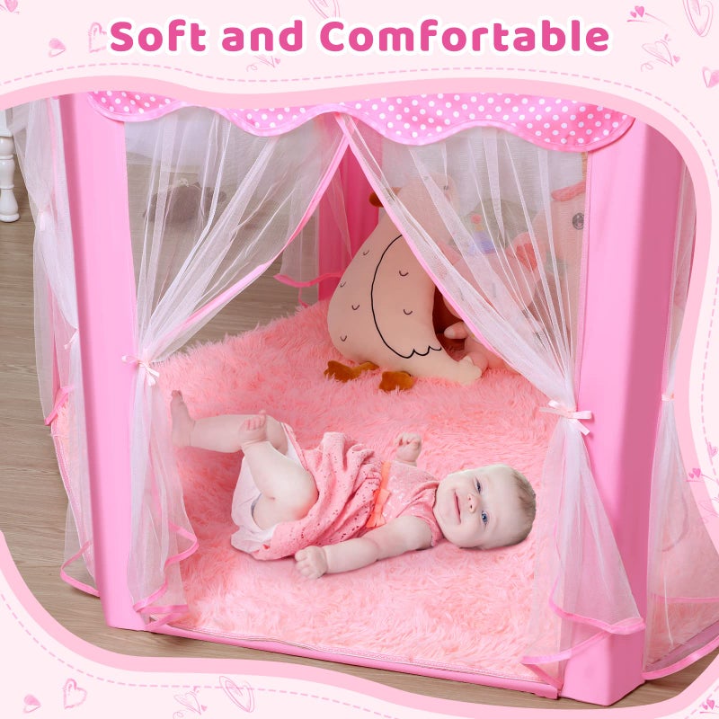 Monobeach Princess Tent Girls Large Playhouse Kids Castle Play Tent with Star Lights Toy for Children Indoor and Outdoor Games, 55'' x 53'' (DxH) (Pink Princess Tent with Play Mat) - Image 5