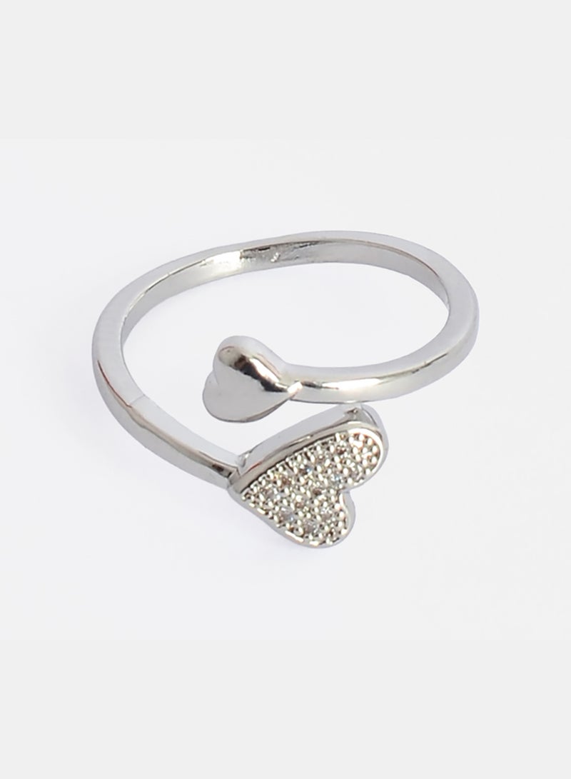 Akher el Ankoud Women'S Open Ring With A Twisted Double Heart Design, Adorned With Sparkling Zircon Stones. - Image 3