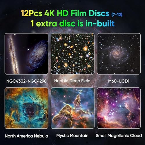 Shopper52 360° Rotating Galaxy Star Projector Night Light, 3-Speed Control with Timer, White Space Theme Mood Lamp for Bedroom, 12 Replaceable Projection Discs - Image 4