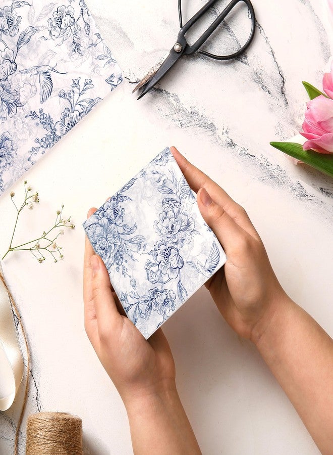ROSYJUNE 120 Sheets Vintage Floral Tissue Paper, 20" x 14" Blue and White Tissue Paper for Gift Bags, Wrapping Tissue Paper for Flowers Packaging Birthday Wedding Art Crafts Decoration - Image 2