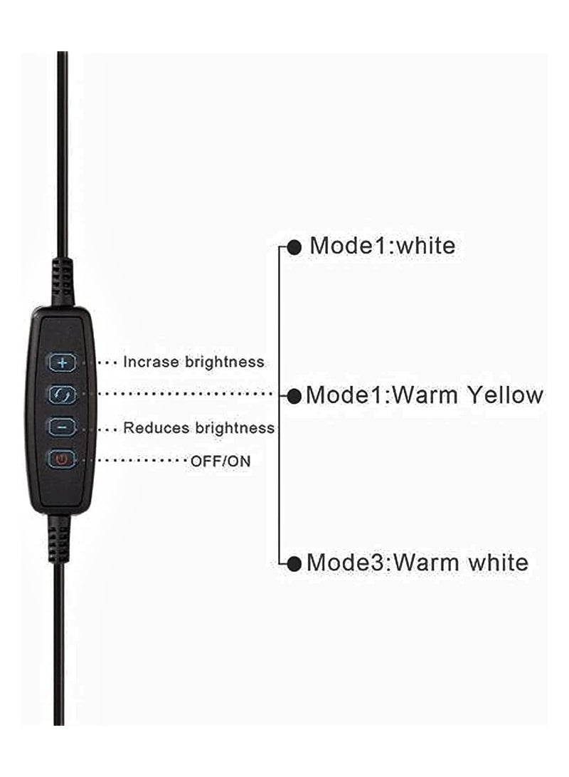 حلقة مصباح إضاءة بضوء LED للتصوير الفوتوغرافي ضوء دافئ/طبيعي/بارد,إضاءة بمصباح LED لتصوير الفيديو مزودة بمحول ذي رأس كروي لحامل الهاتف أبيض/ أسود - Image 3