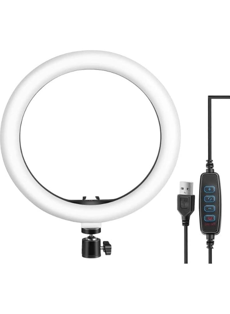 حلقة مصباح إضاءة بضوء LED للتصوير الفوتوغرافي ضوء دافئ/طبيعي/بارد,إضاءة بمصباح LED لتصوير الفيديو مزودة بمحول ذي رأس كروي لحامل الهاتف أبيض/ أسود - Image 4