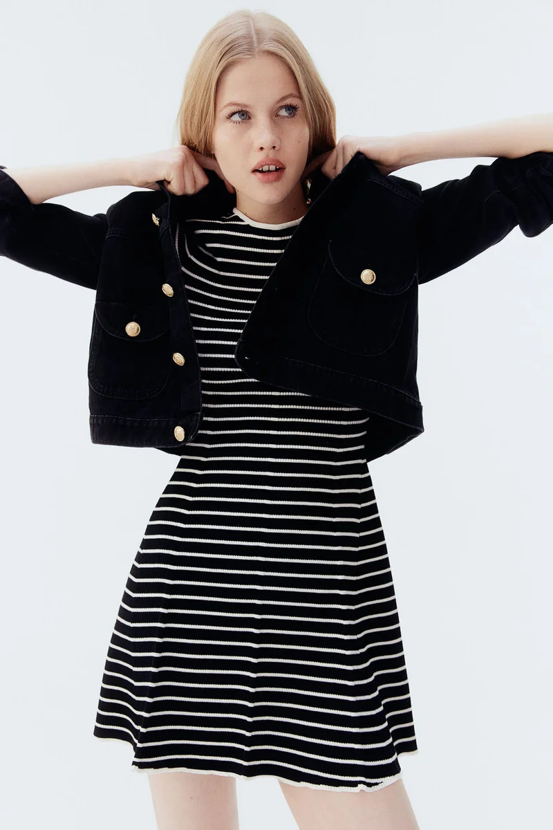 H&M Rib-knit flared-skirt dress