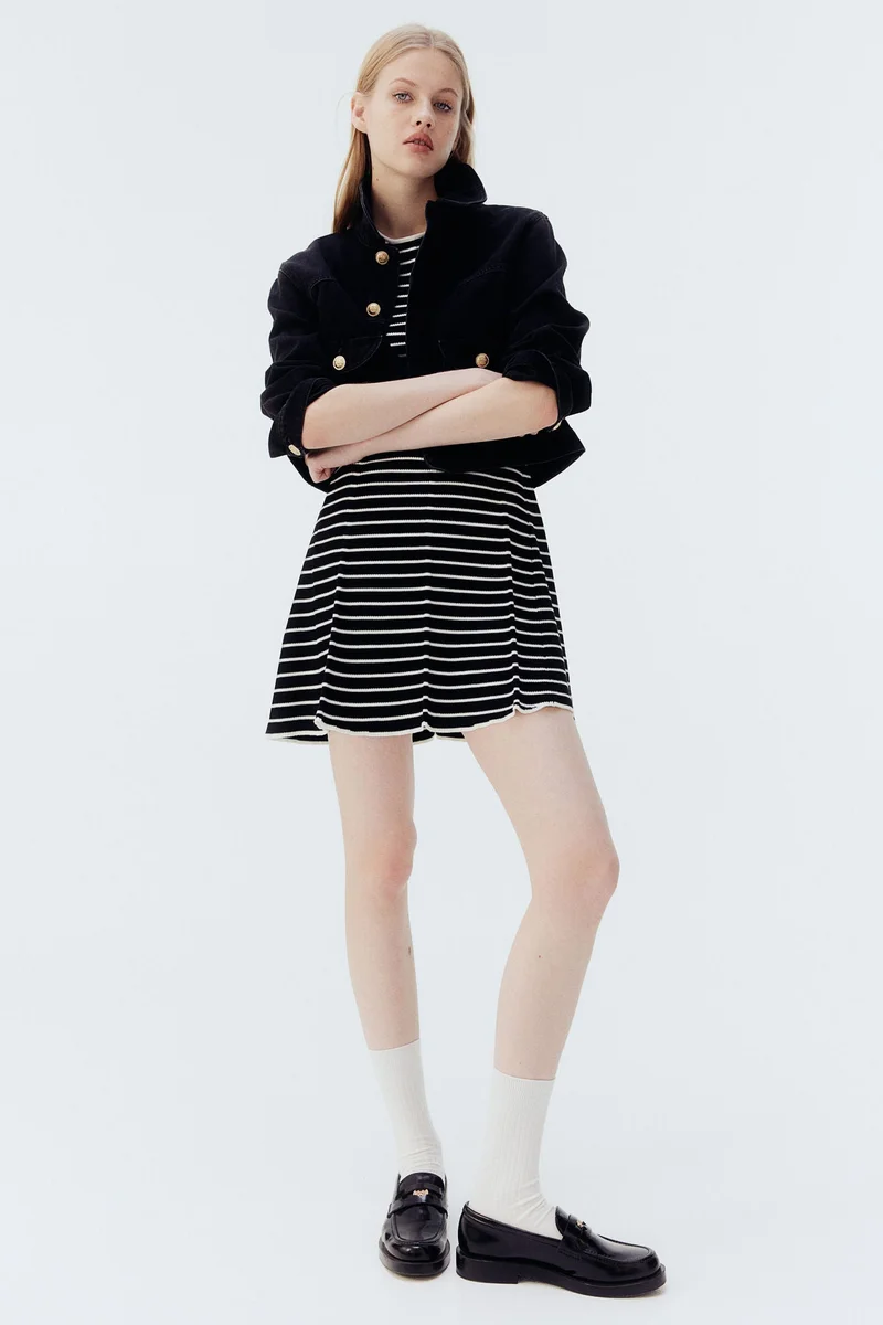 H&M Rib-knit flared-skirt dress