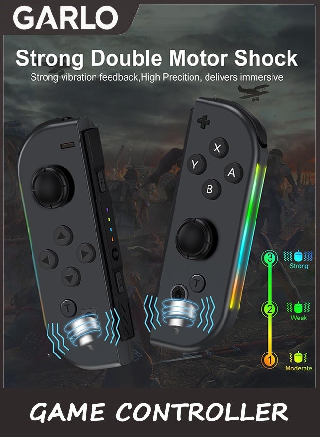 جارلو وحدة تحكم اللعبة ، متوافقة مع وحدات التحكم التبديل مع LED RGB ، دعم الاهتزاز المزدوج / الاستيقاظ / لقطة الشاشة - Image 3