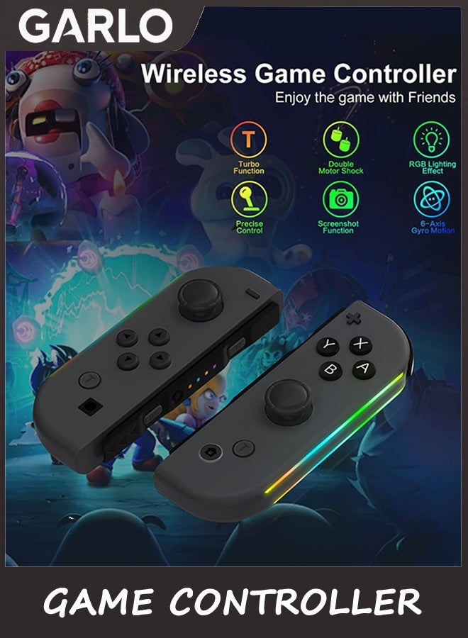 جارلو وحدة تحكم اللعبة ، متوافقة مع وحدات التحكم التبديل مع LED RGB ، دعم الاهتزاز المزدوج / الاستيقاظ / لقطة الشاشة - Image 4