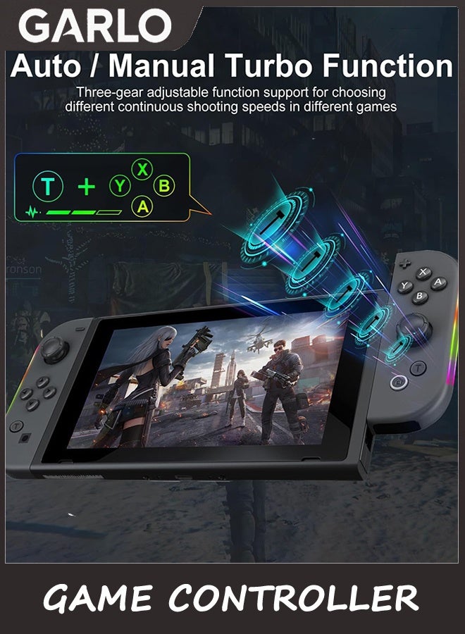 جارلو وحدة تحكم اللعبة ، متوافقة مع وحدات التحكم التبديل مع LED RGB ، دعم الاهتزاز المزدوج / الاستيقاظ / لقطة الشاشة - Image 5