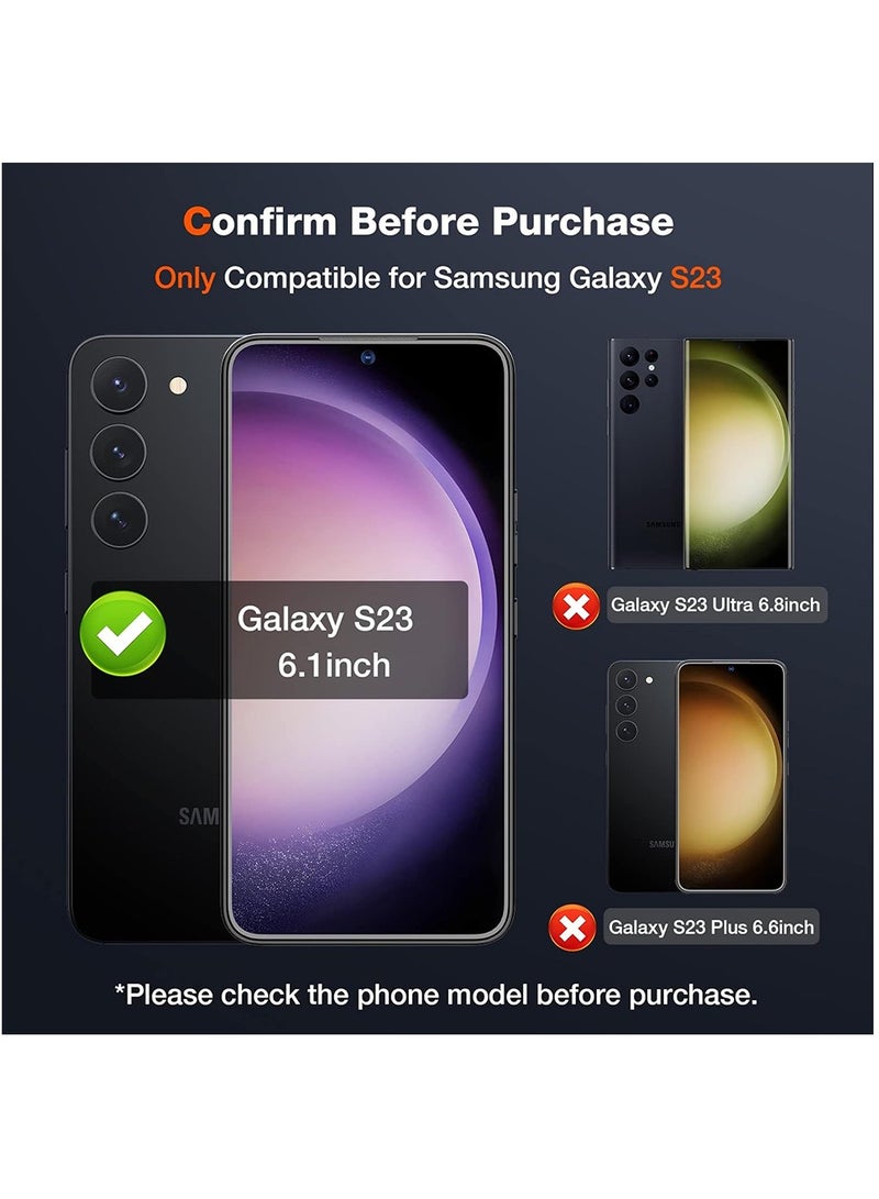2 حزمة حامي شاشة لهاتف Samsung Galaxy S23 وحامي عدسة الكاميرا 2 حزمة، مقاوم للخدوش، وداعم للحافظة، ومصنوع من زجاج مقوى بقوة 9H لهاتف S23 بحجم 6.1 بوصة.