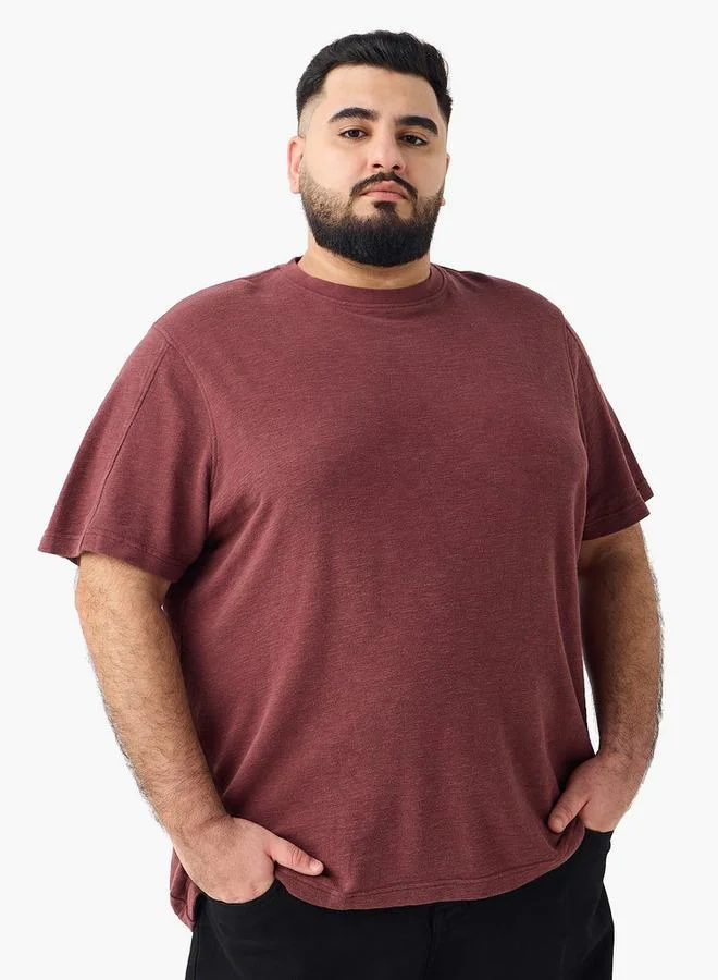 Splash FAV Plus Size Textured Crew Neck T-shirt