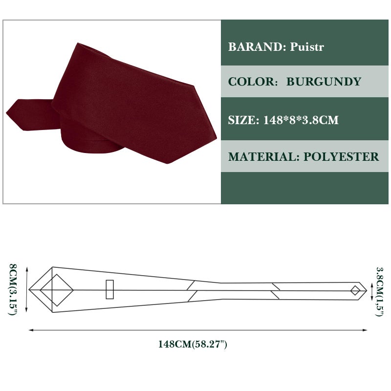 Puistr Men's Ties Solid Pure Color 3.15" (8CM) Necktie Plain Formal Burgundy Ties For Men - Image 5