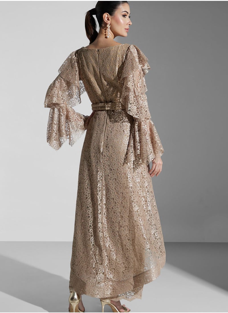 Iyra Frill Sleeve Ring Detail Dress  - Image 2