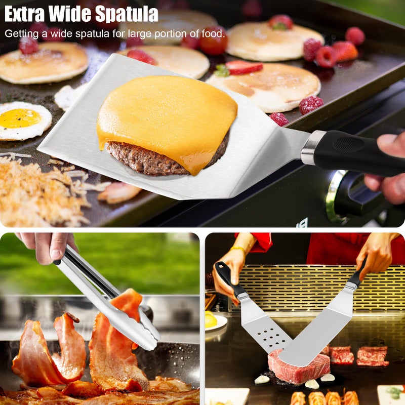 Grilliance 27pcs Griddle Accessories Kit for Blackstone, Professional Hibachi Flat Top Grill Tools, Enlarged Spatula Gift Set with Basting Coverï¼ŒBurger Press Patty Maker for Outdoor BBQ Teppanyaki - Image 5