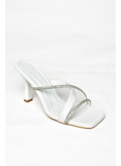 S590333109 White Stone Heeled Women's Slippers