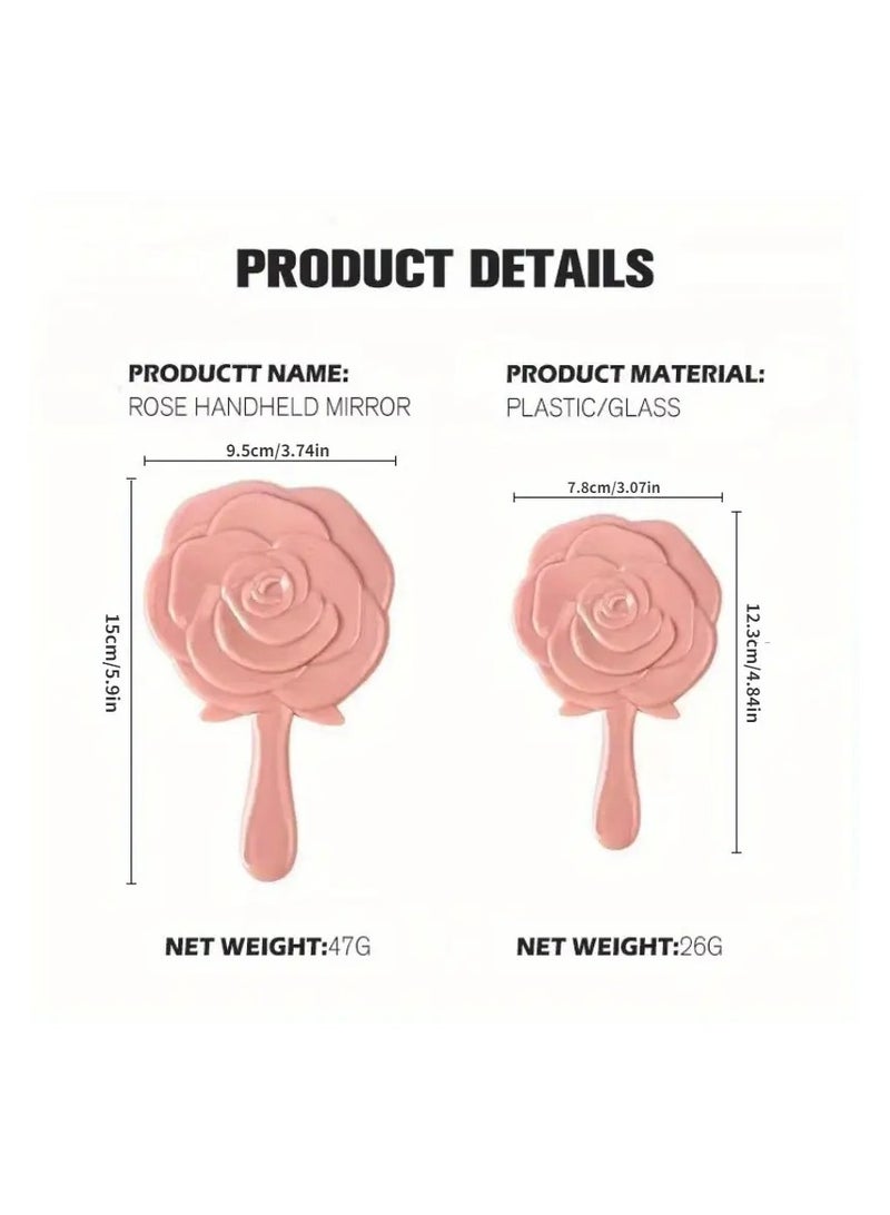 LANGMANNI Vintage Rose Handheld Mirror With Handle, Makeup Compact Hand Mirrors Travel Small Purse Mirrors, Hand Held Pocket Mirrors For Women - Image 4