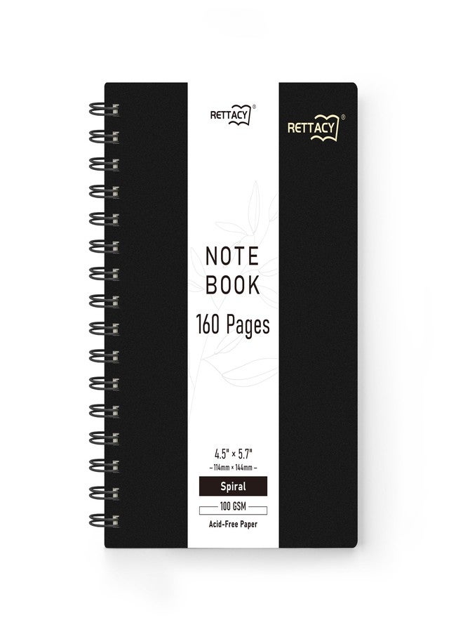 RETTACY Pocket Journal Notebook, 160 Lined Pages, A6 Mini Small Size (4.5" × 5.7"), for Work, Journaling, Writing, 100 GSM Thick Paper, Spiral-bound, Flexible Plastic Cover (Black) - Image 1