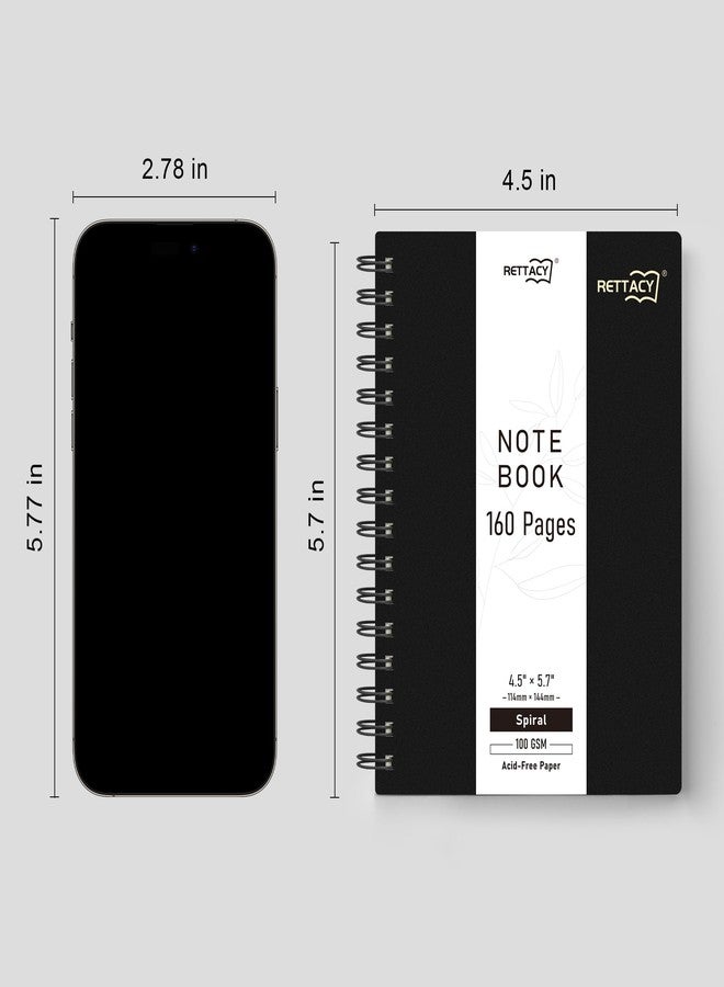 RETTACY Pocket Journal Notebook, 160 Lined Pages, A6 Mini Small Size (4.5" × 5.7"), for Work, Journaling, Writing, 100 GSM Thick Paper, Spiral-bound, Flexible Plastic Cover (Black) - Image 3