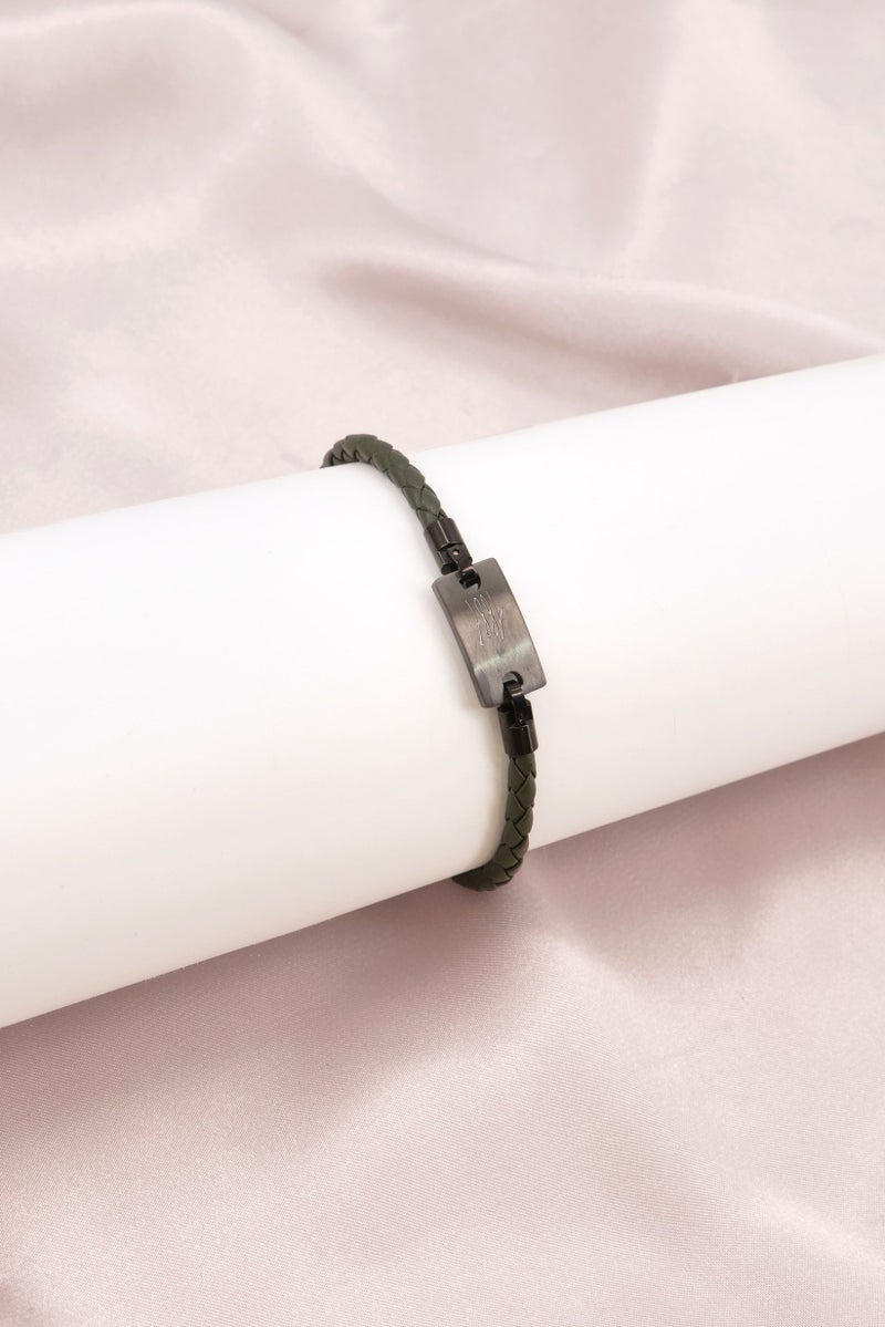 CERRUTI 1881 Men CIAGB2216103 Monogram Leather Bracelet, Olive - Image 1