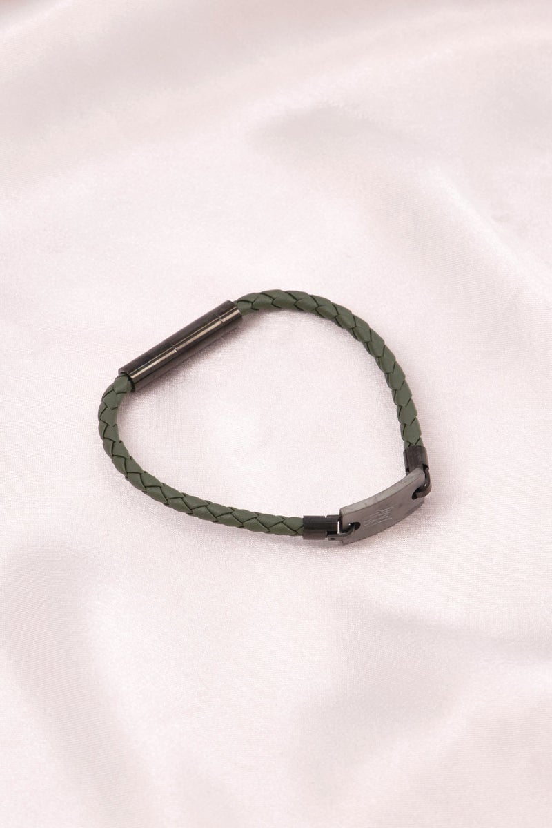 CERRUTI 1881 Men CIAGB2216103 Monogram Leather Bracelet, Olive - Image 2