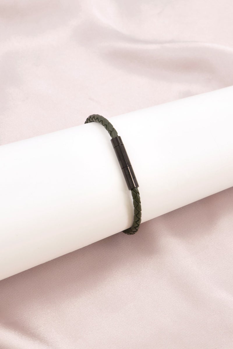 CERRUTI 1881 Men CIAGB2216103 Monogram Leather Bracelet, Olive - Image 3