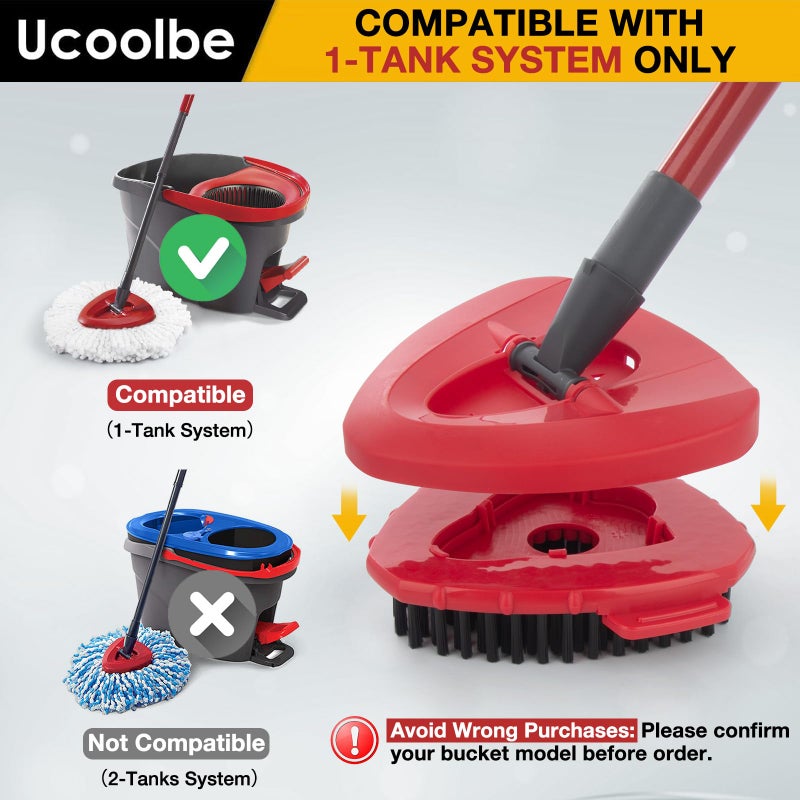 Ucoolbe 2 Pack Upgraded Spin Mop Scrub Brush Replace Head Compatible with O Cedar EasyWring 1 Tank System, Scrubber mop Head Attachment, More Layers of Bristles for Bathroom, Deck, Kitchen - Image 2