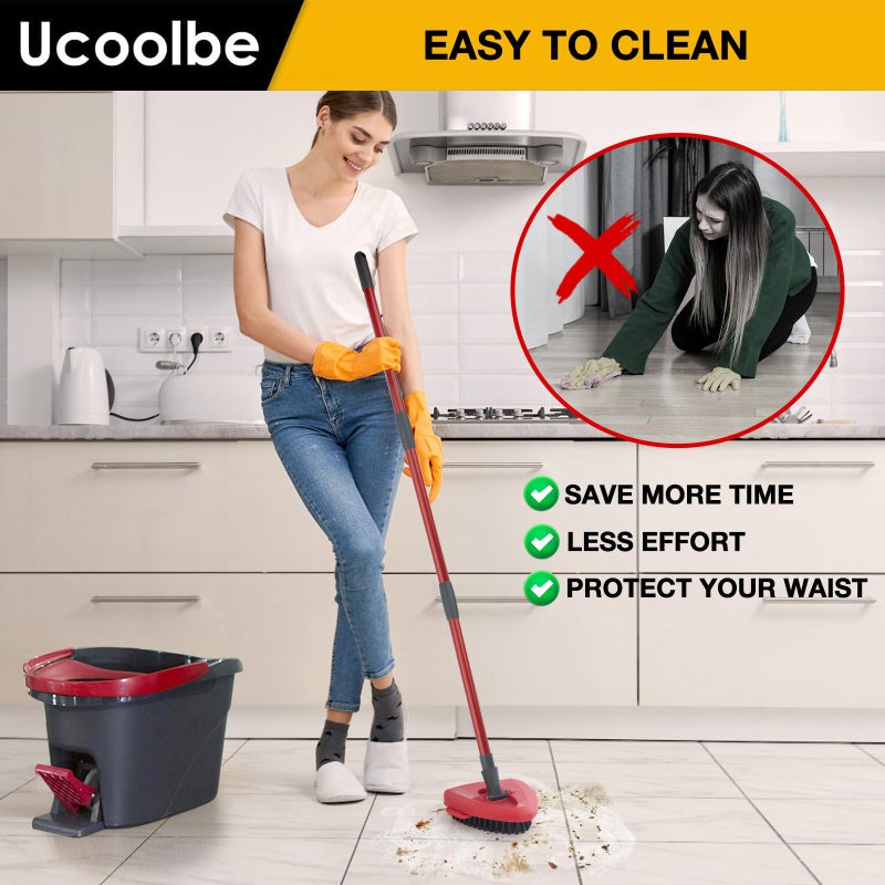 Ucoolbe 2 Pack Upgraded Spin Mop Scrub Brush Replace Head Compatible with O Cedar EasyWring 1 Tank System, Scrubber mop Head Attachment, More Layers of Bristles for Bathroom, Deck, Kitchen - Image 5