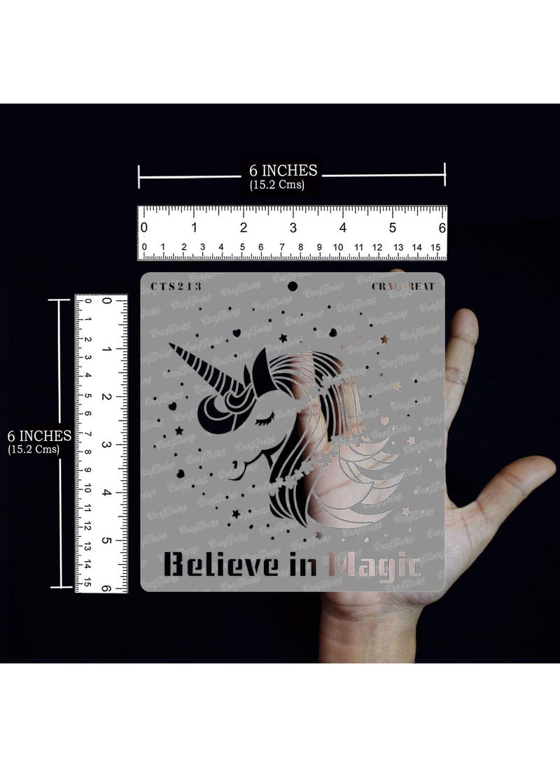CrafTreat CrafTreat Unicorn Stencil for Art and Craft - Believe in Magic - 6x6 Inches - Reusable DIY Stencils for Unicorn Home Decoration - Home Decor Wall Stencil for Canvas Painting  - Image 3