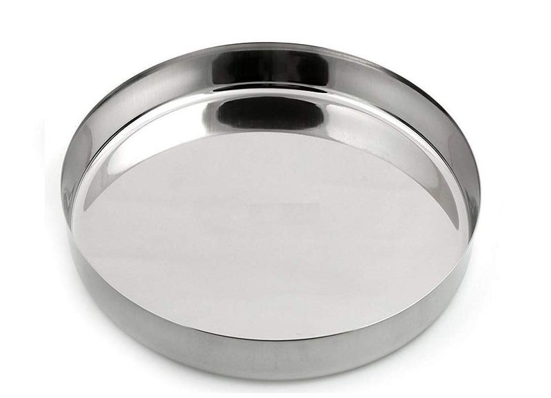 Logro Stainless Steel Round Dinner Plate/Thali Set of 2 Pieces
