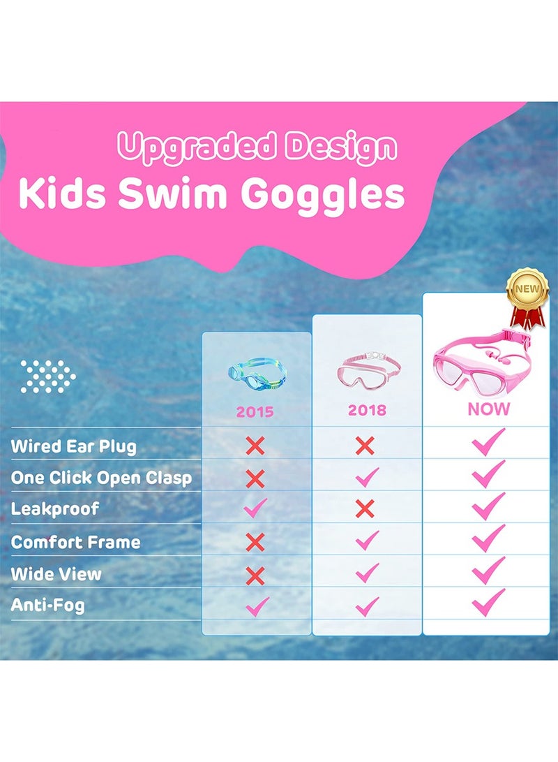 LEFAFA Kids Swimming Goggles, Anti-Fog No Leak Proof Waterproof Kids Swim Goggles with Soft Silicone, UV Protection Clear Vision Swimming Goggles Suitable for Kids 3-14 Boys and Girls - Image 2