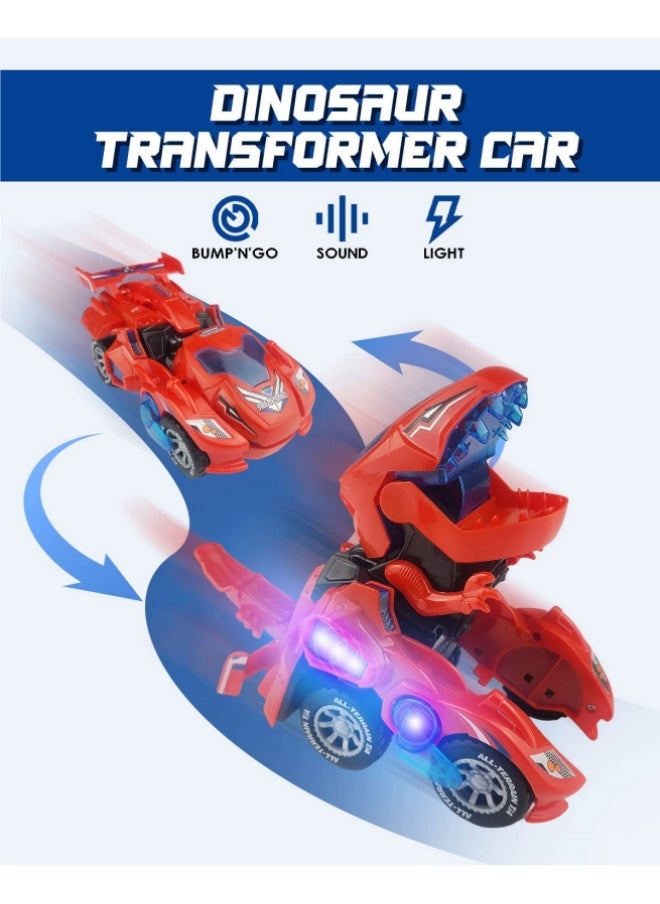 Generic - Transforming Dinosaur Car Toys, Sound and LED Transforming Dinosaur Car, 2 in 1 Automatic Dinosaur Transform Car Toy, Dinosaur Transformer Toy for 3-7 Year Old Boys Girls Kids - Image 1