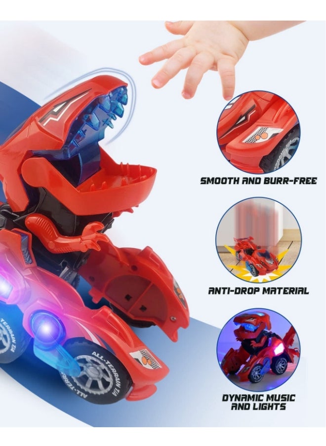 Generic - Transforming Dinosaur Car Toys, Sound and LED Transforming Dinosaur Car, 2 in 1 Automatic Dinosaur Transform Car Toy, Dinosaur Transformer Toy for 3-7 Year Old Boys Girls Kids - Image 1